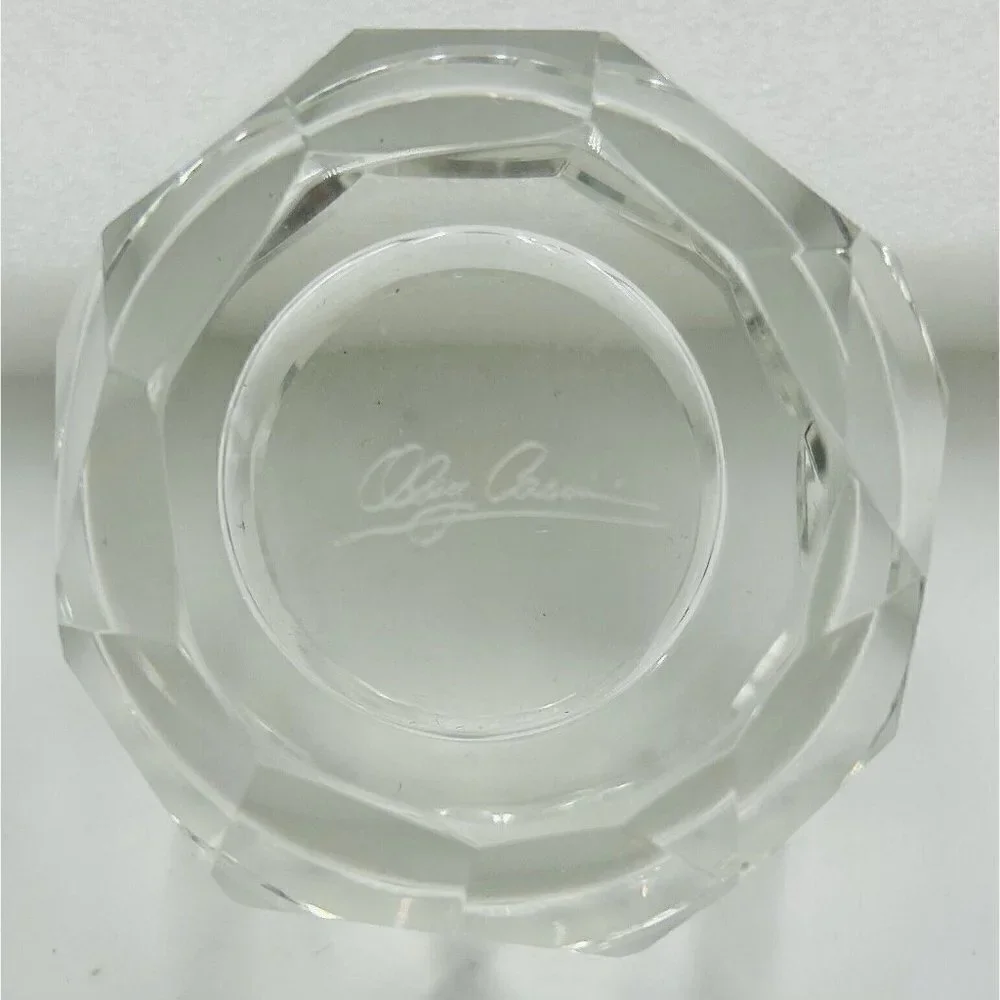 Oleg Cassini Geometric Crystal Votive/Candle Holder with Etched Signature 2.75